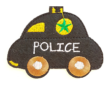 Термоаппликация машинка "POLICE" черная, 7.8 х 6 см