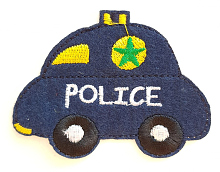 Термоаппликация машинка "POLICE" т.синяя, 7.8 х 6 см