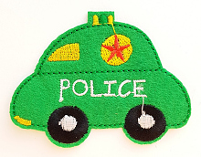 Термоаппликация машинка "POLICE" зеленая, 7.8 х 6 см