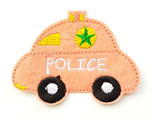 Термоаппликация машинка "POLICE" персиковая, 7.8 х 6 см