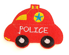 Термоаппликация машинка "POLICE" красная, 7.8 х 6 см