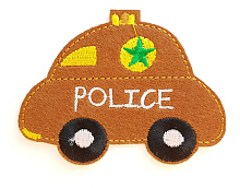 Термоаппликация машинка "POLICE" коричневая, 7.8 х 6 см