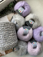 Набор «Сиреневый туман» (7 мотков мохера + 50 гр пайеток)