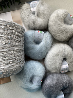 Набор «Серая дымка» (7 мотков мохера + 50 гр пайеток)