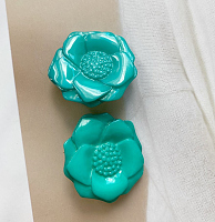 Пуговица цветок бирюзовый, 29 мм, Union Knopf №о21