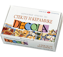 Набор акриловых красок по стеклу и керамике, 6 цветов х 20мл.