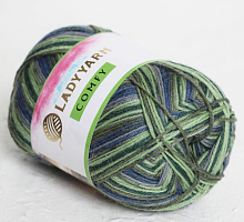 Пряжа носочная КОМФИ Сеам 4275 джинс-хаки-зеленый