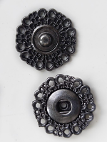 Кнопка пришивная металлическая ажурная темный никель, 17 мм №7