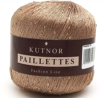 Пайетки 2мм на полиамиде (PAILLETTES, 100% Полиамид, 7.20м/1г) 151 - бежевый с бежевыми пайетками (моток 50г)