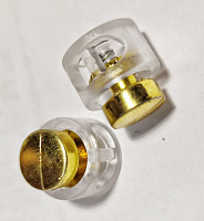 Зажим-фиксатор 13х13мм,цвет, на 2 шнура, прозрачный с золотым (цена за пару)-№17