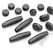 НАБОР БУСИН ИЗ ДЕРЕВА РАЗНЫХ ФОРМ И РАЗМЕРОВ черных ш20