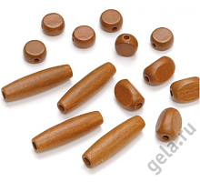 НАБОР БУСИН ИЗ ДЕРЕВА РАЗНЫХ ФОРМ И РАЗМЕРОВ коричневых ш20