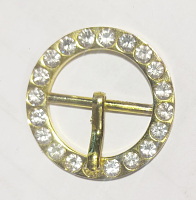 Пряжка круг со стразами-24мм золото - Б132