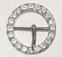 Пряжка круг со стразами-24мм никель - Б132