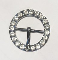 Пряжка круг со стразами-24мм черный никель - Б132