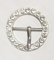 Пряжка круг со стразами-24мм матовое серебро - Б132