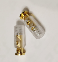 Зажим-фиксатор 7х23мм, на 2 шнура,цвет прозрачный с золотым (цена за пару)-№5