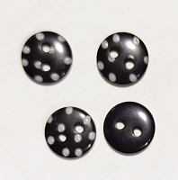 Пуговица 8мм черная в горох Б131