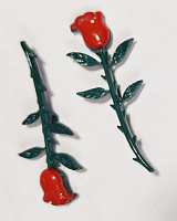 Пуговица детская на ножке красная роза 44х20мм Б132