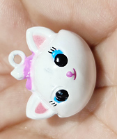 Подвеска-бубенчик "кошка", 20 х 23 мм. белый -