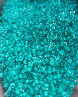 Бисер прозрачный с цветной линией бирюзовое ассорти