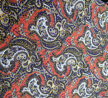 Крепдешин пейсли на терракотовом ш.1.4 (цена за 1см)