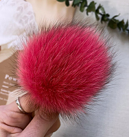 Помпон малиновый 13см из меха песца