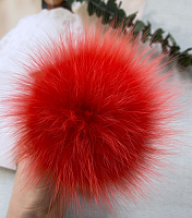 Помпон красный 15см из меха песца