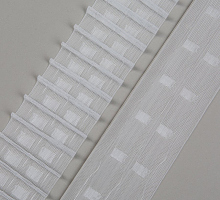 Тесьма шторная белая шир.6.7см, усадка 1:2.0