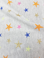 Трикотаж звезды с глиттером на сереньком ( цена за 1 см)