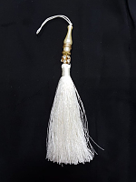 Кисть металлизированная с бусиной, цвет белый, 160 мм