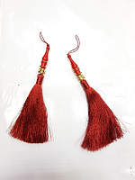 Кисть металлизированная с бусиной, цвет темно-красный, 170 мм