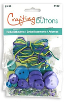 Набор для творчества Embellishments Marine (бисер, пуговицы, мулине) желтый, бирюза, фиолет, синий ш4