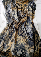 Бархат стрейч бежево-черный (цена за 1см)